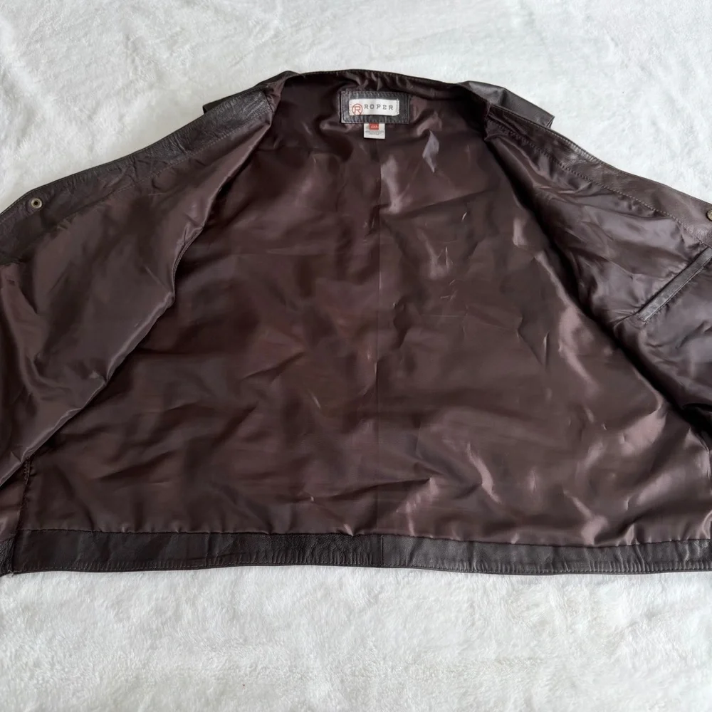 Roper Brown Leather Vest Men’s Size 2XL